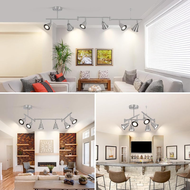 SEEBLEN 6-Light Modern Track Lighting Fixtures Ceiling, Flexible Foldable Arm and Rotatable Light Head,Black Kitchen Track Lighting for Kitchen Islands, Dining Rooms, Bars, Closets, Workbenches. - Image 5